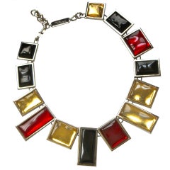 very rare YVES SAINT LAURENT silver numbered necklace with poured glass 9