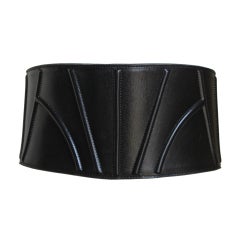 1980's AZZEDINE ALAIA wide black leather corset belt