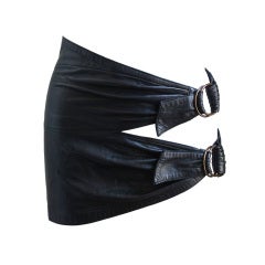 AZZEDINE ALAIA ultra mini leather skirt with buckles