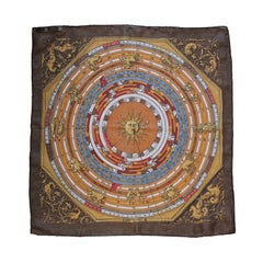 Vintage HERMES 'Astrologie" scarf desgined by Francoise Faconnet 1963