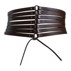 Azzedine Alaia dark brown leather corset belt, early 1990s 