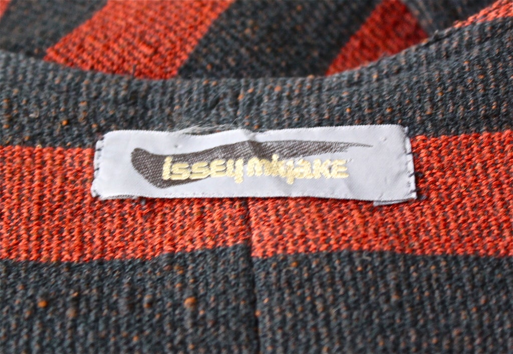 ISSEY MIYAKE red and charcoal striped tweed coat - 1983 In Excellent Condition In San Fransisco, CA