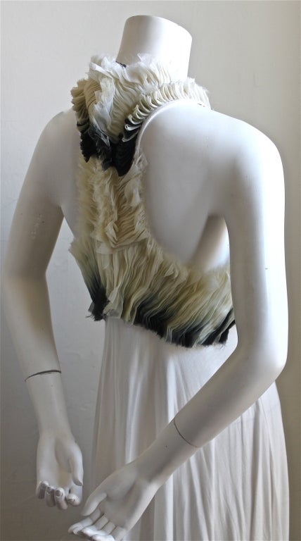 *SALE* ALEXANDER MCQUEEN white dress with dip dyed ruffled bodice In New Condition In San Fransisco, CA