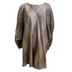 1970's ISSEY MIYAKE plaid bias cut dress with raw edges