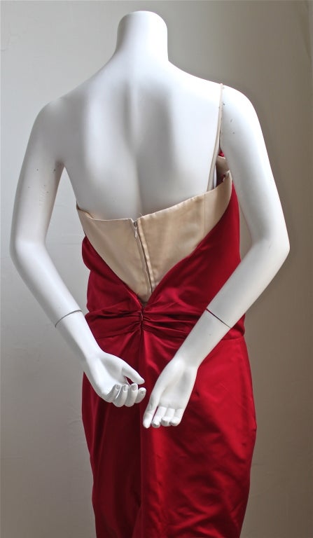 *SALE* ALEXANER MCQUEEN raspberry silk duchesse satin draped dress In Excellent Condition In San Fransisco, CA