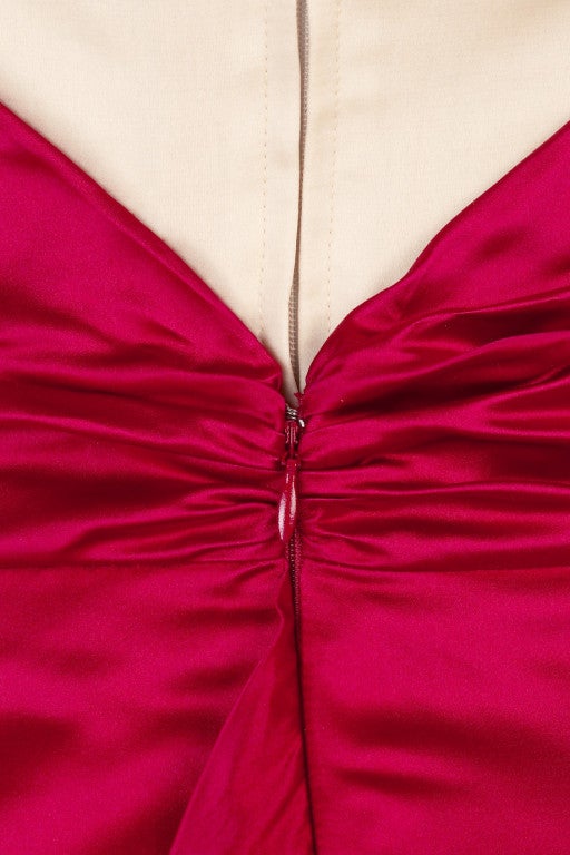 Women's *SALE* ALEXANER MCQUEEN raspberry silk duchesse satin draped dress