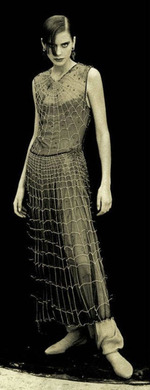 Women's 1990 GIORGIO ARMANI beaded spiderweb runway dress