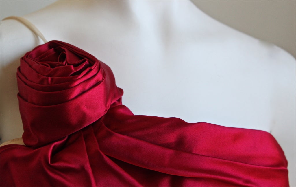 *SALE* ALEXANER MCQUEEN raspberry silk duchesse satin draped dress at ...