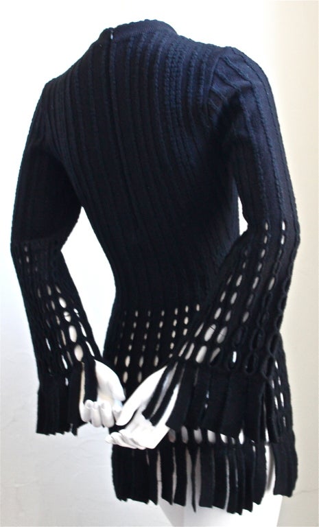 AZZEDINE ALAIA black fringed mini dress - 1991