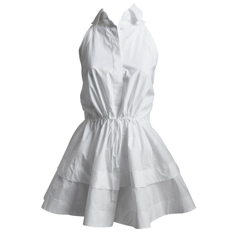 AZZEDINE ALAIA white poplin mini dress