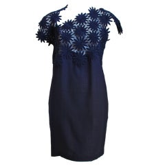 1990 COMME DES GARCONS navy blue embroidered lace dress 8