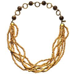 1970's YVES SAINT LAURENT wood beaded necklace 1