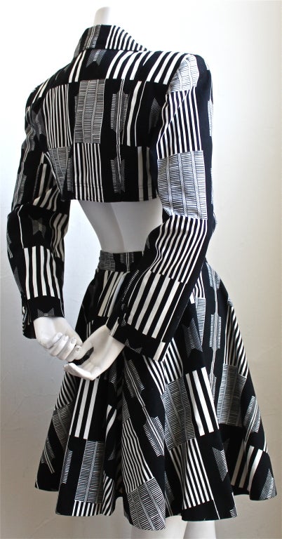 Women's very rare 1980's PATRICK KELLY black and white printed suit