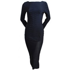 THIERRY MUGLER black knit dress with sheer hemline 6
