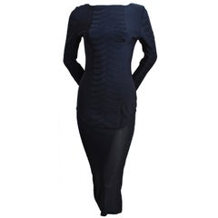 THIERRY MUGLER black knit dress with sheer hemline