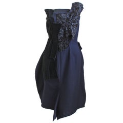 COMME DES GACONS navy and black strapless dress