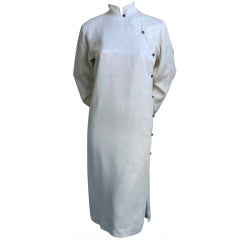 **SALE** 1970's YVES SAINT LAURENT eau de nil printed silk Cheongsam gown 12