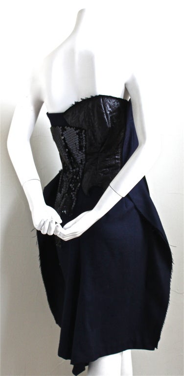 COMME DES GACONS navy and black strapless dress at 1stdibs
