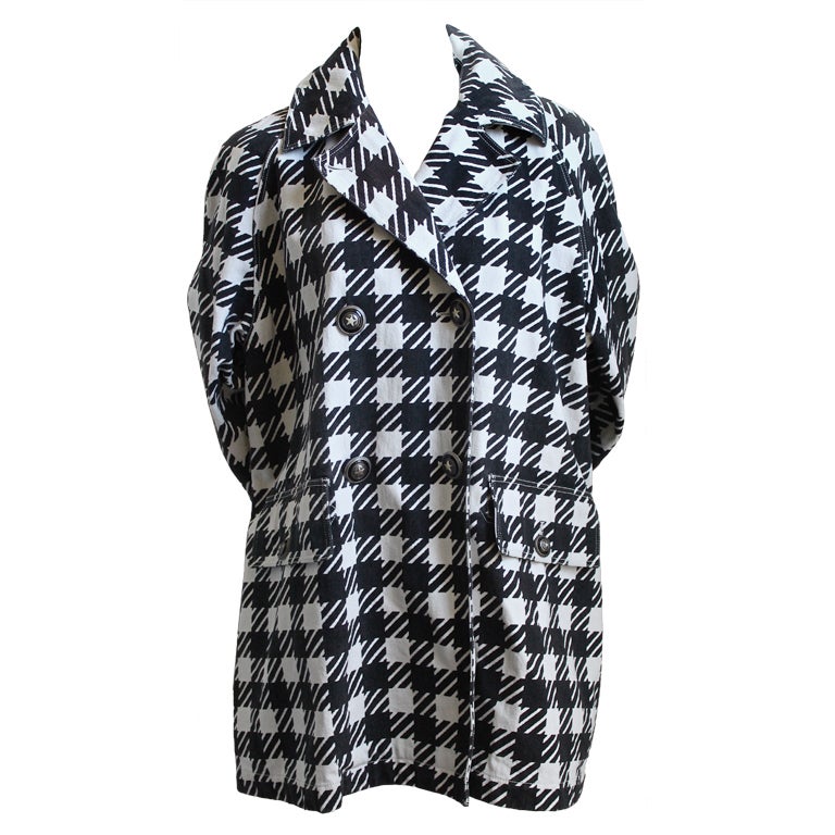 AZZEDINE ALAIA black checked 'Tati' coat with star buttons For Sale at ...