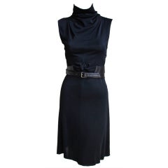 Azzedine Alaia Schwarzes Jersey-Kleid mit Gürtel