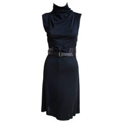 Azzedine Alaia black jersey dress with belt