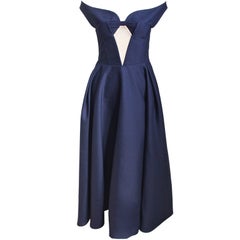 RAF SIMONS for JIL SANDER Marinefarbenes Kleid mit durchsichtigen Einsätzen