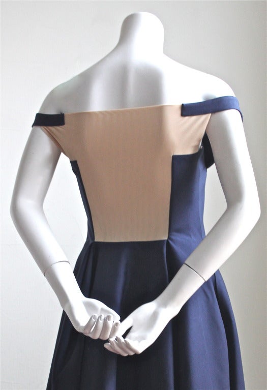Women's RAF SIMONS for JIL SANDER navy gown with sheer paneling