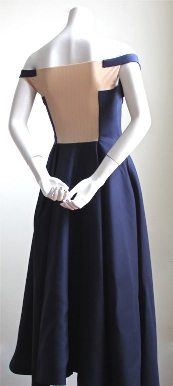 RAF SIMONS for JIL SANDER navy gown with sheer paneling 1