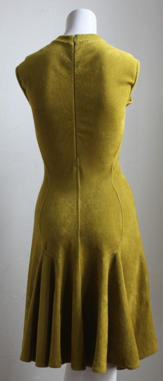 AZZEDINE ALAIA chartreuse chenille dress For Sale at 1stDibs