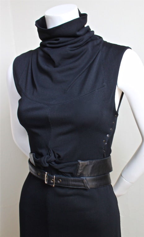 Black Azzedine Alaia black jersey dress with belt