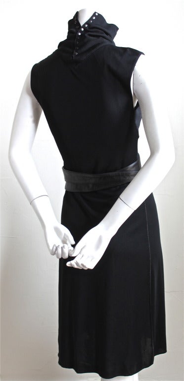 Azzedine Alaia black jersey dress with belt In Excellent Condition In San Fransisco, CA
