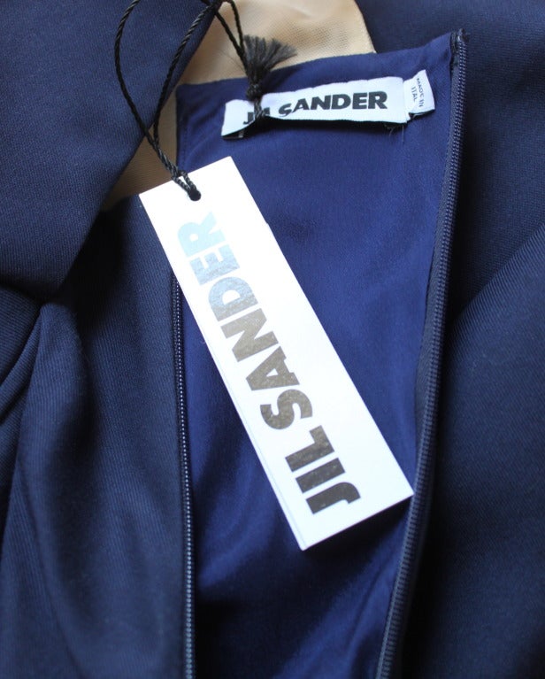 RAF SIMONS for JIL SANDER navy gown with sheer paneling 2