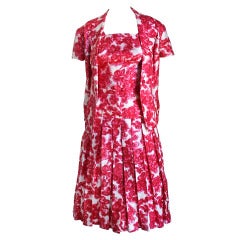 1950's LUCILE MANGUIN haute couture silk apron dress and jacket 4