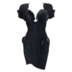 THIERRY MUGLER sculptured dress with raffia trim