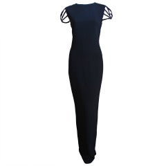 JEAN PAUL GAULTIER jet black caged cut out gown with woven back
