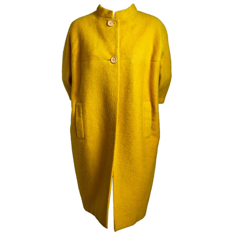 BALENCIAGA EISA haute couture yellow wool coat