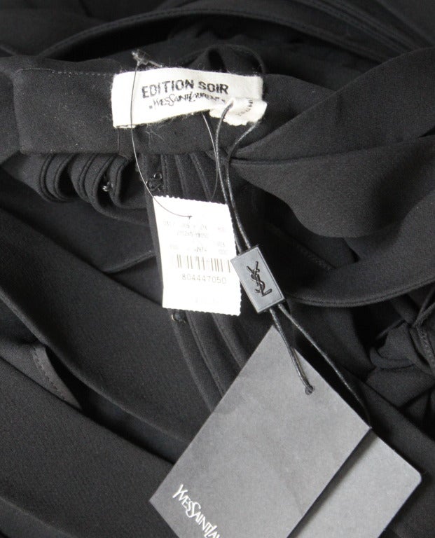 YVES SAINT LAURENT edition soir black silk evening gown with unique ...