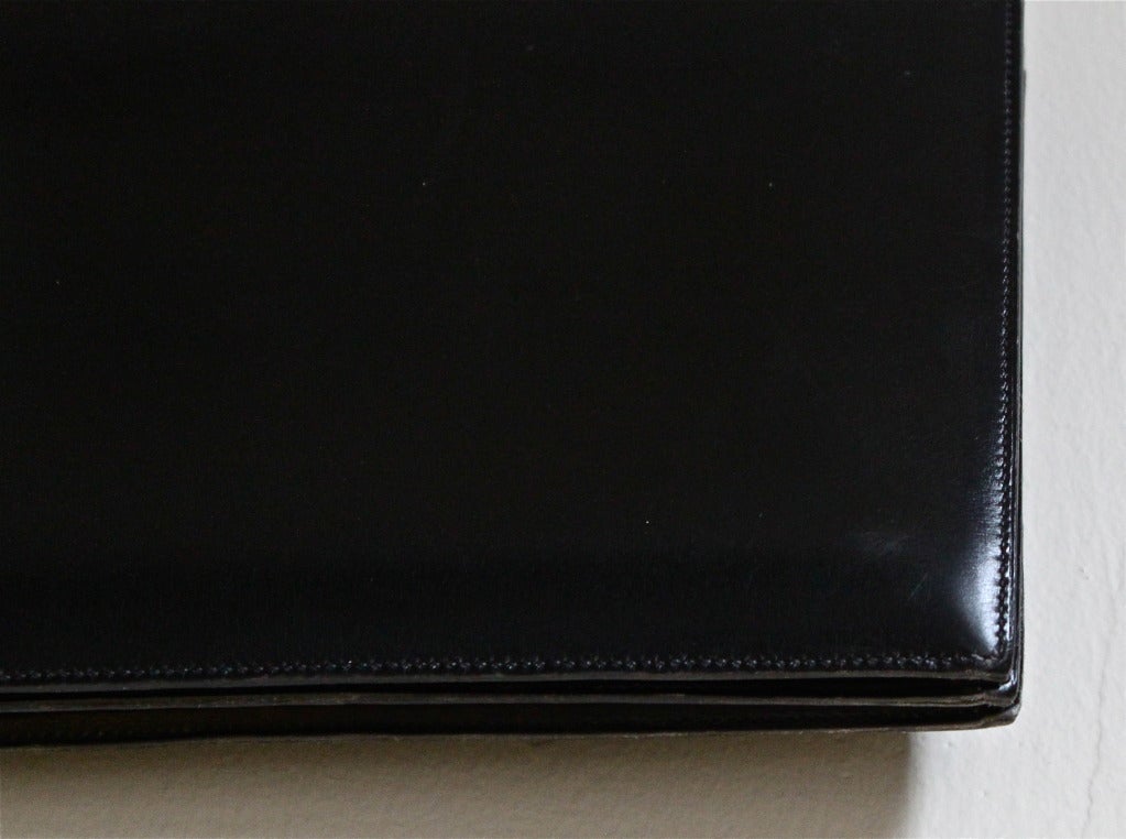 1960's HERMES black box leather top handle bag In Good Condition In San Fransisco, CA