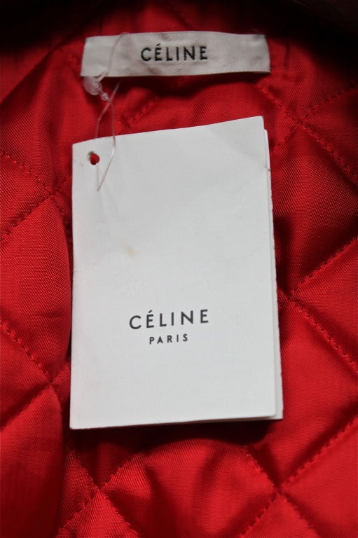 CELINE by PHOEBE PHILO forest green leather biker jacket In New Condition In San Fransisco, CA