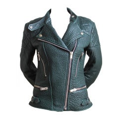 CELINE by PHOEBE PHILO forest green leather biker jacket