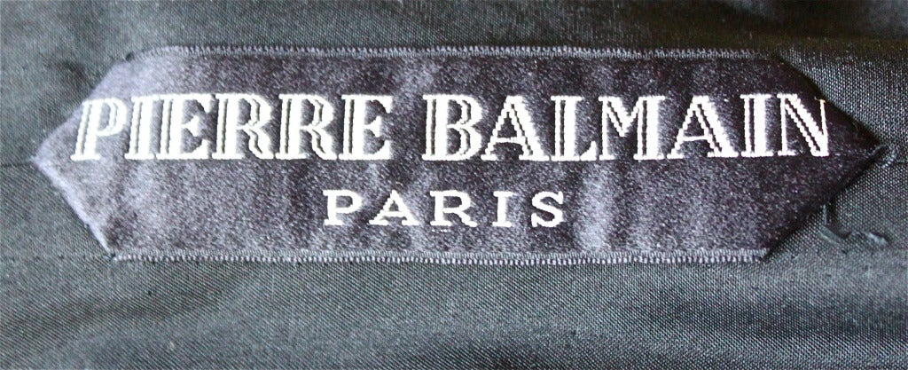 Black 1950's PIERRE BALMAIN haute couture elaborately beaded silk and satin dress