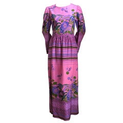 1970's LANVIN floral crepe dress 8