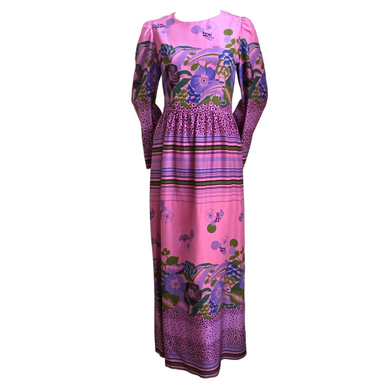 1970's LANVIN floral crepe dress