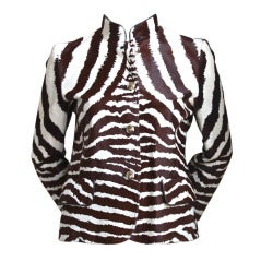 *SALE* TOM FORD GUCCI zebra print calf hair jacket with leather & bamboo detail