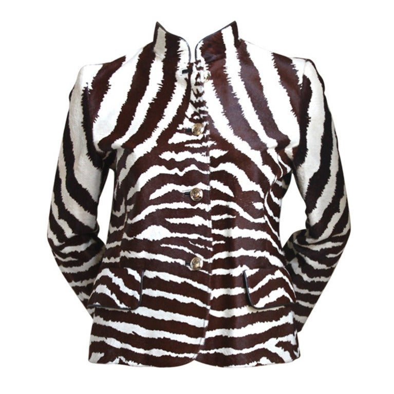 SALE* TOM FORD GUCCI zebra print calf hair jacket with leather and bamboo  detail at 1stDibs