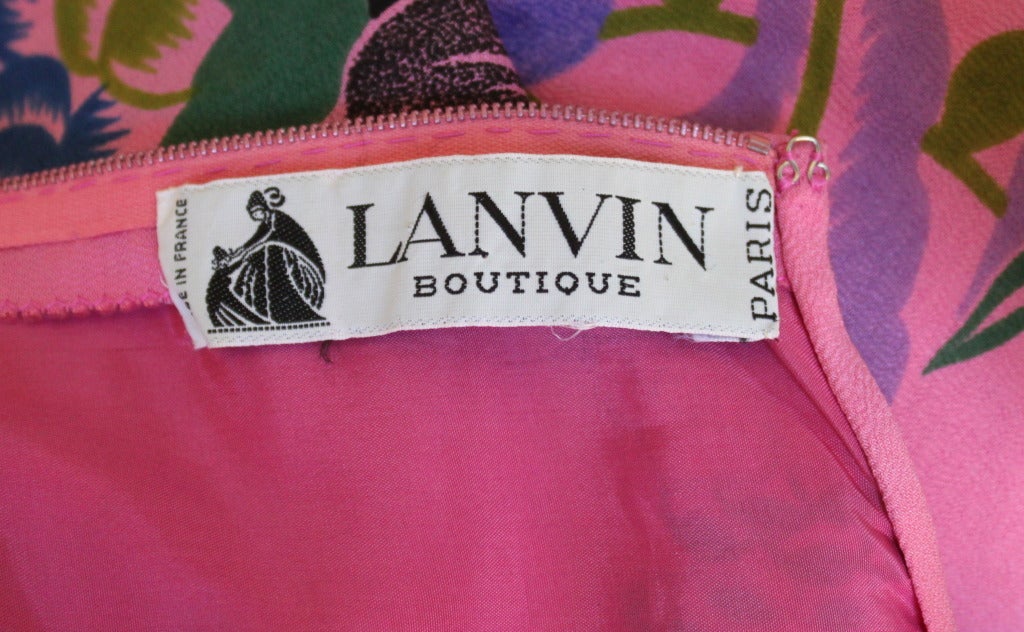 1970's LANVIN floral crepe dress For Sale at 1stDibs