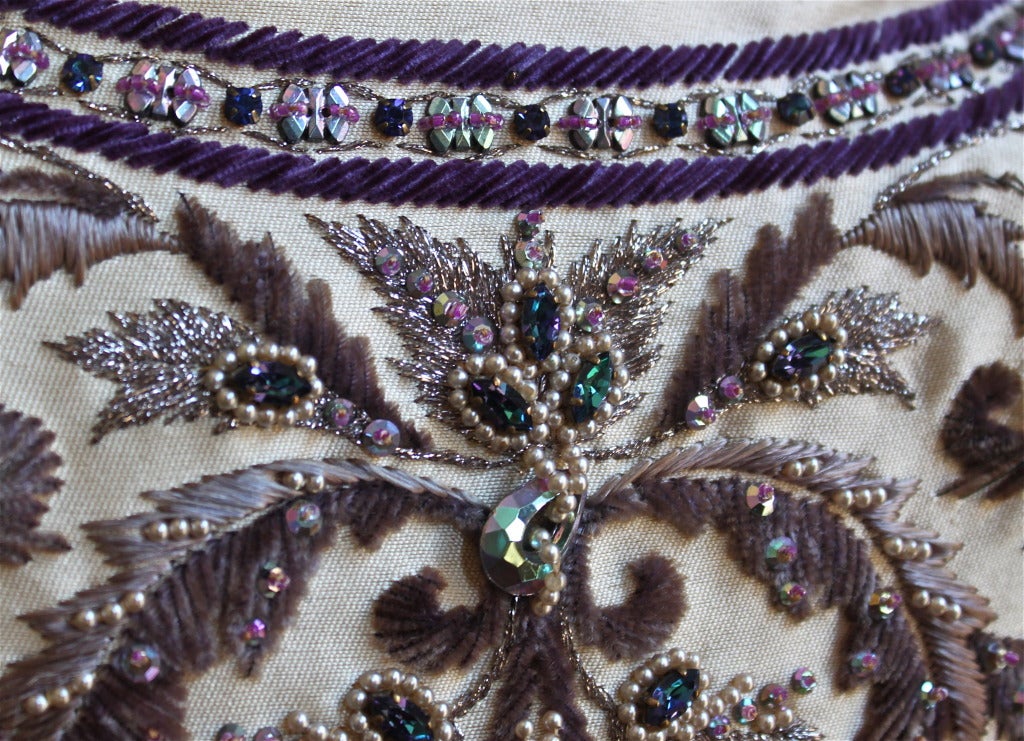 CASTILLO - JEANNE LANVIN Haute Couture-Kleid mit Lesage-Stickerei & Perlenstickerei (Grau)