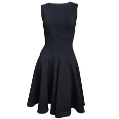 Azzedine Alaia jet black pique knit dress at 1stDibs