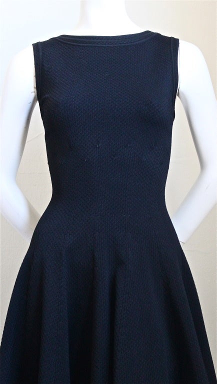 Azzedine Alaia jet black pique knit dress