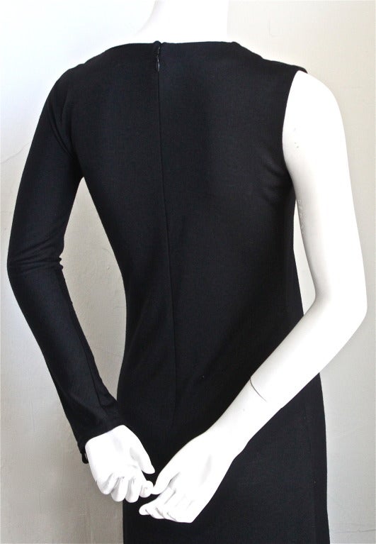 1990's HELMUT LANG asymmetrical black jersey dress In Excellent Condition In San Fransisco, CA